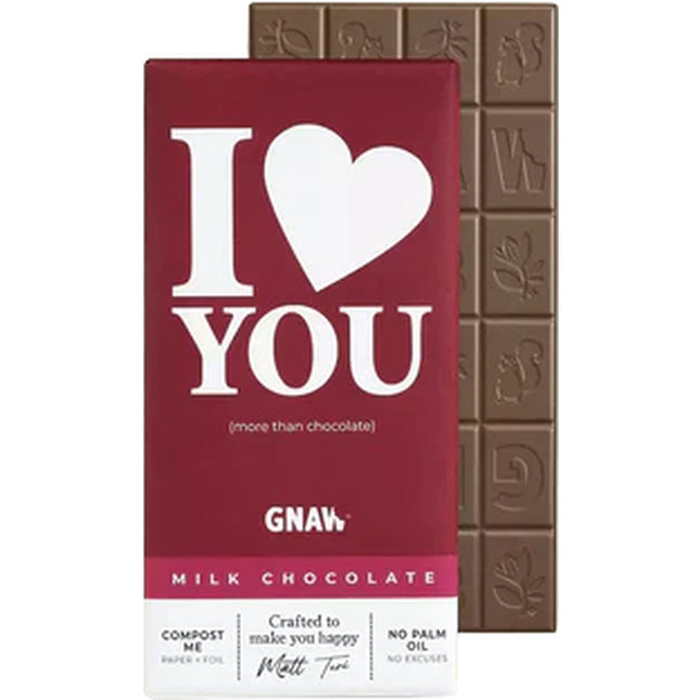 Gnaw Love You 40% milk chocolate 80g bar 80g