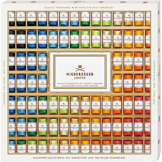 Niederegger Giant Gift Box Of Assorted Chocolate Covered Marzipan Mini Loaves 10 Flavours 1 x 1.075k