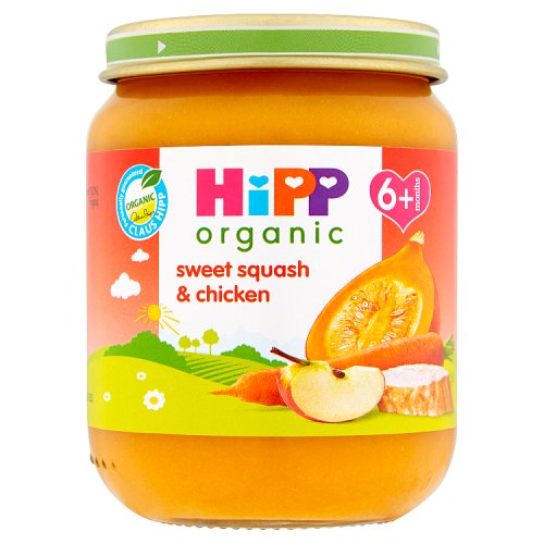 Hipp Organic Sweet Squash Chicken Baby Food Jar 6+ Months 125g - H1