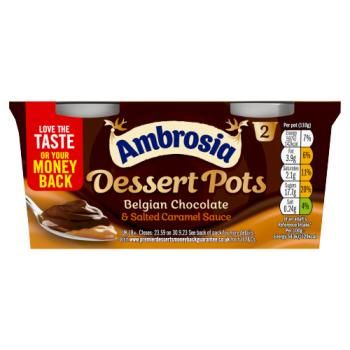 Ambrosia Dessert Chocolate & slt Caram Pots 2 x 110g