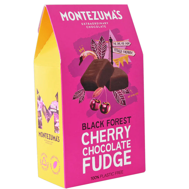 Montezumas Black Forest Cherry flavoured Chocolate fudge carton 150g