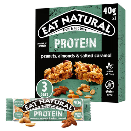 EAT NATURAL 3erPROTEIN Erdnüsse, Mandeln & Salted Caramel (3x40g)