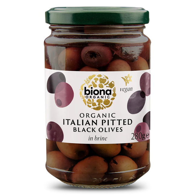 Biona Organic Pitted Black Olives In Brine 280g