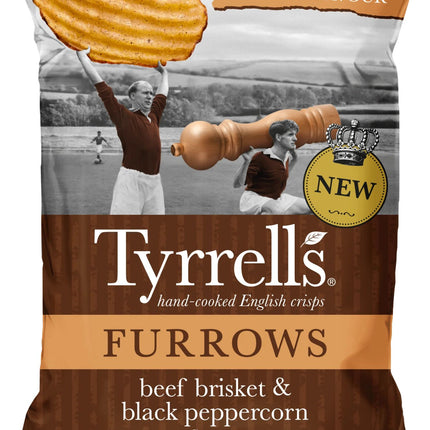 Tyrrells Furrows Beef Brisket & Black Peppercorn Crisps 40g