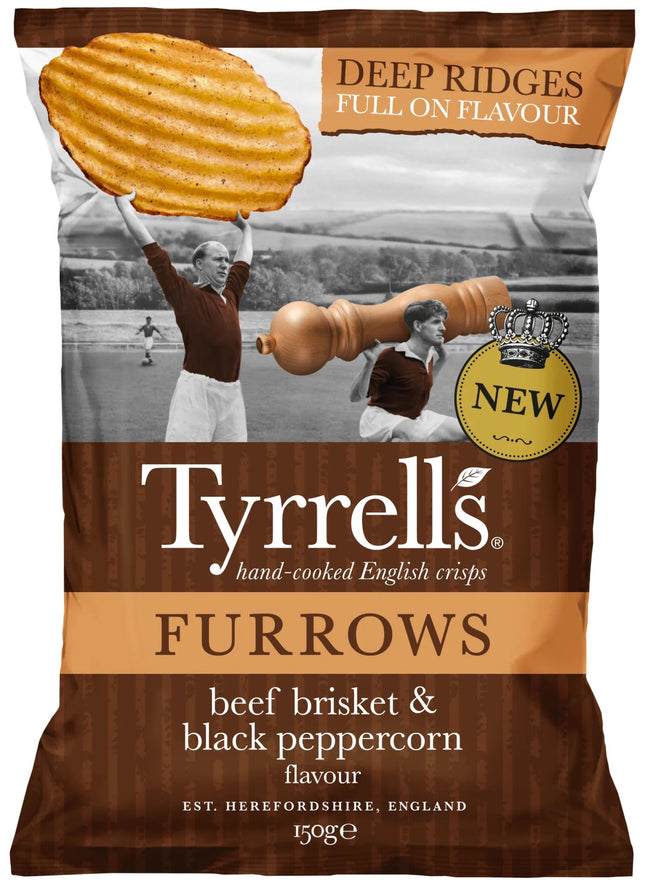 Tyrrells Furrows Beef Brisket & Black Peppercorn Crisps 40g