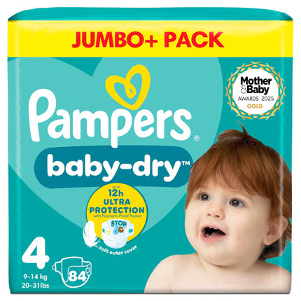 Pampers Baby Dry Taped Size 4 Jumbo Pack 84s