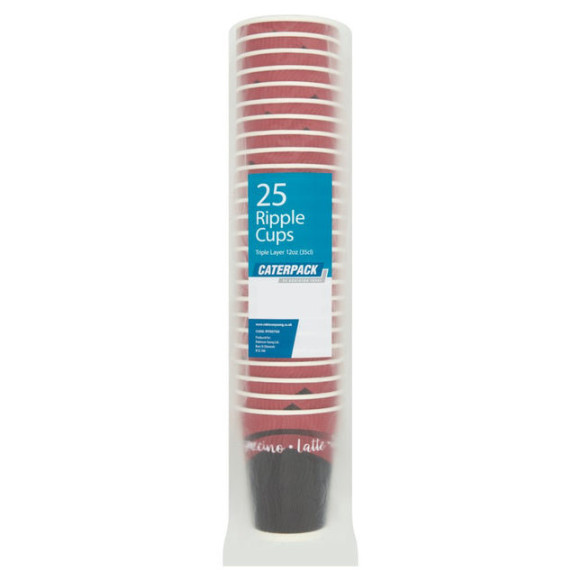 Caterpack 12Oz Ripple Cups Red Black Design 25s