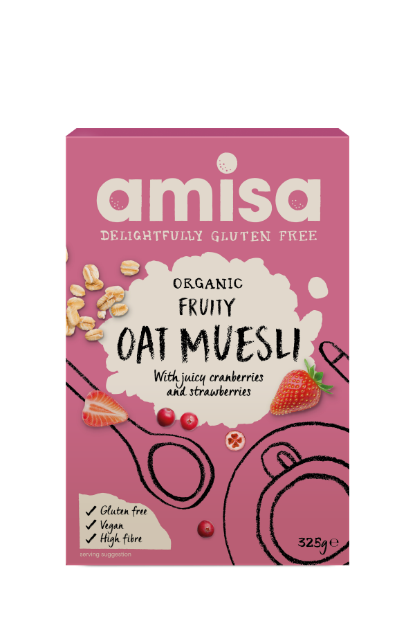 Amisa Fruity Oat Muesli Cranberry & Strawberry Gluten Free Organic 325g