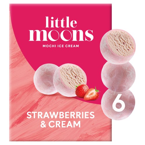 Little Moons Strawberries & Cream Mochi Ice Cream 6ct