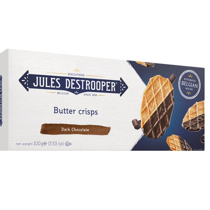 Jules Destrooper Butter Crisps with Dark Belgian Chocolate 100g