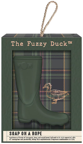 The Fuzzy Duck Bergamot, Hemp & Sandalwood Men'S Luxury Wellie Soap On A Rope Gift 330g