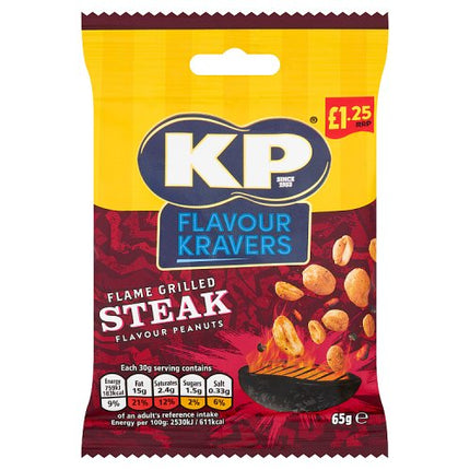 KP Flavour Kravers Flame Grilled Steak Peanuts 65g, £1.25 PMP - TILL THE END OF 2025