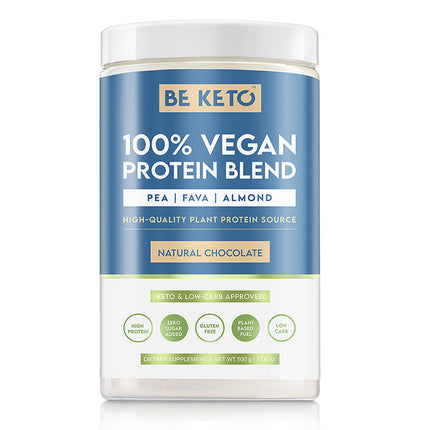 BeKeto 100% Vegan Protein Blend Natural Chocolate 500g