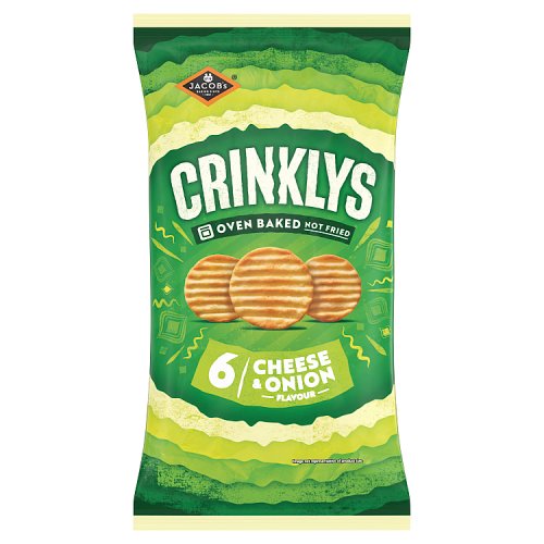 Jacob's Crinkly's Cheese & Onion Flavour Baked Snacks Multipack 6 x 23g