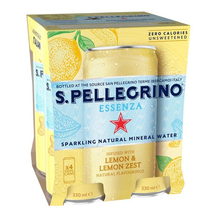 San Pellegrino Essenza Can Multipack Lemon & Lemon Zest 4 x 33cl