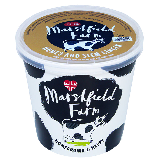 Marshfield Farm Real Dairy Ice Cream Honey & Stem Ginger 1l