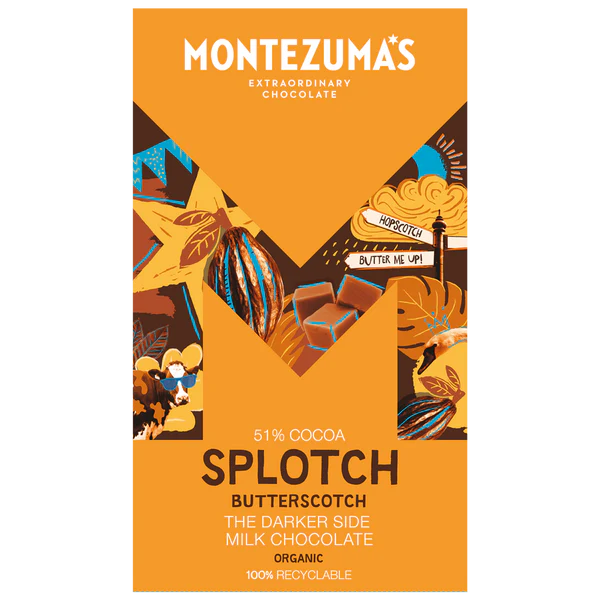 Montezumas Splotch 54% Milk With Butterscotch Bars 25g