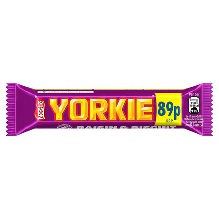 Yorkie Raisin & Biscuit Chocolate Bar PMP 89p 44g