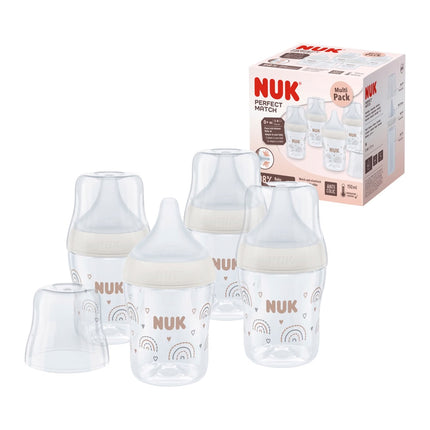 Nuk Perfect Match Temperature Control Bottle 150Ml Rainbow 4 Pack